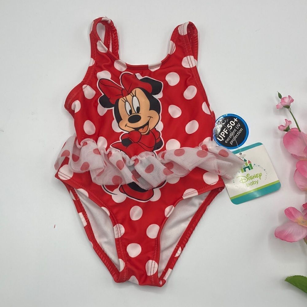 Baby Girl Disney Mini Mouse Tutu Swimsuit Bathing Suit Size 3-6M